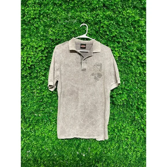 Vintage Faded Harley Davidson Polo, Adult Mens Large, Reworked apparel, Made in - Picture 2 of 2